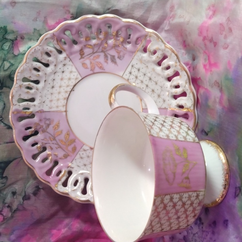 Vintage fine China cup and saucer Pink W/ Gold Trim